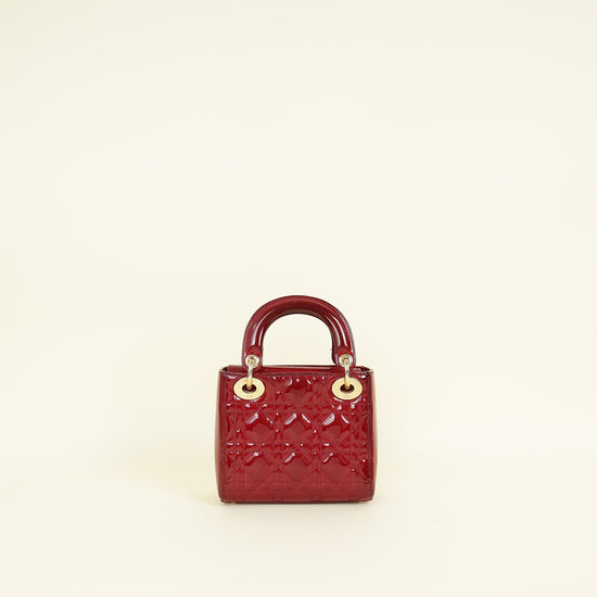 Christian Dior Cherry Red Lady Dior Mini Chain Bag