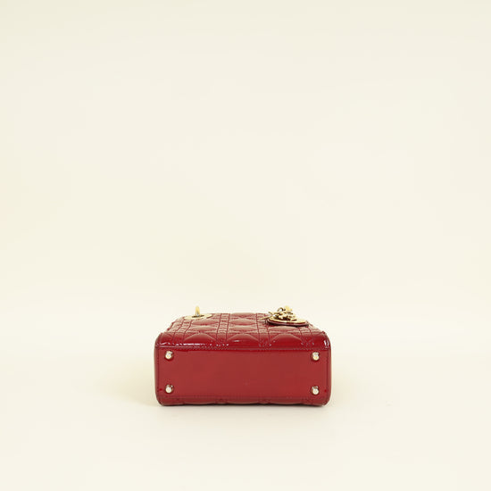 Christian Dior Cherry Red Lady Dior Mini Chain Bag