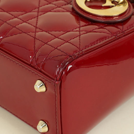 Christian Dior Cherry Red Lady Dior Mini Chain Bag