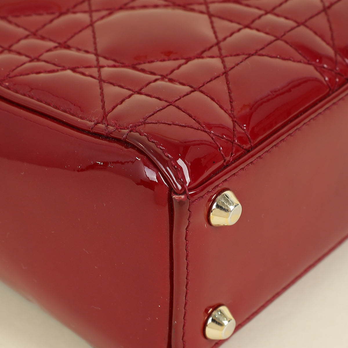 Christian Dior Cherry Red Lady Dior Mini Chain Bag