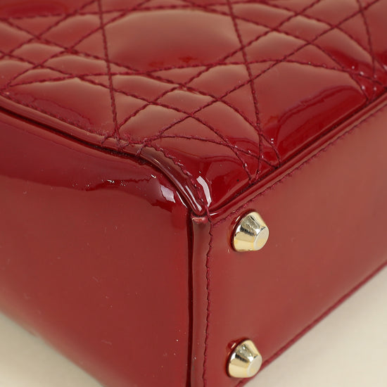 Christian Dior Cherry Red Lady Dior Mini Chain Bag