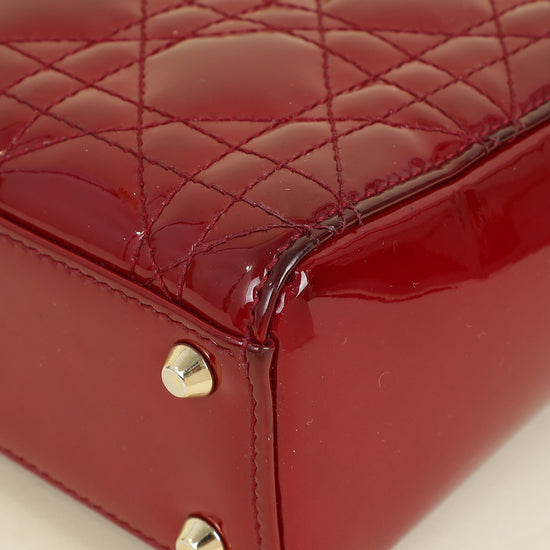 Christian Dior Cherry Red Lady Dior Mini Chain Bag