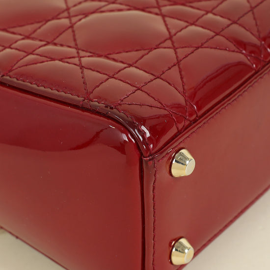 Christian Dior Cherry Red Lady Dior Mini Chain Bag