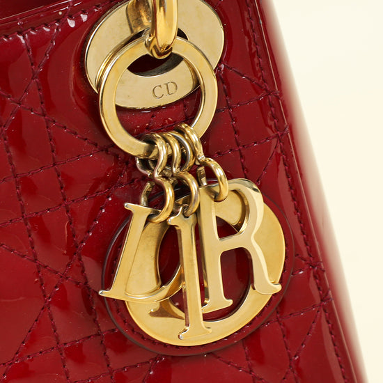 Christian Dior Cherry Red Lady Dior Mini Chain Bag