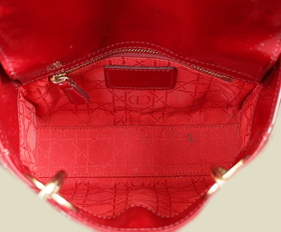 Christian Dior Cherry Red Lady Dior Mini Chain Bag