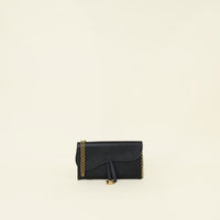 Christian Dior Black Saddle Wallet on Chain