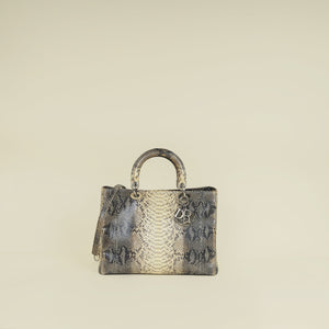 Christian Dior Bicolor Python Lady Dior Large Bag
