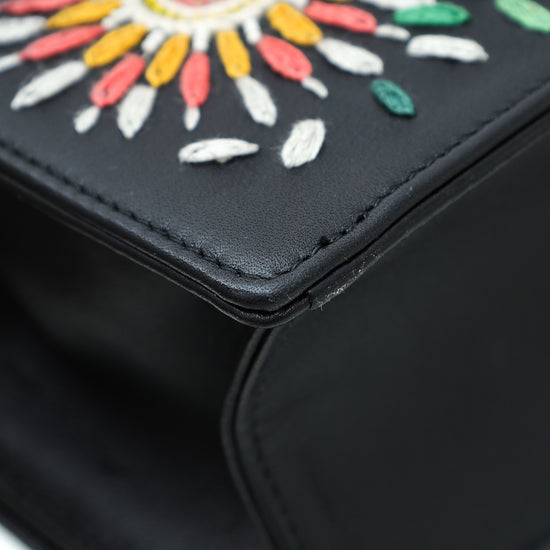Christian Dior Black Embroidered Diorama Flap Small Bag