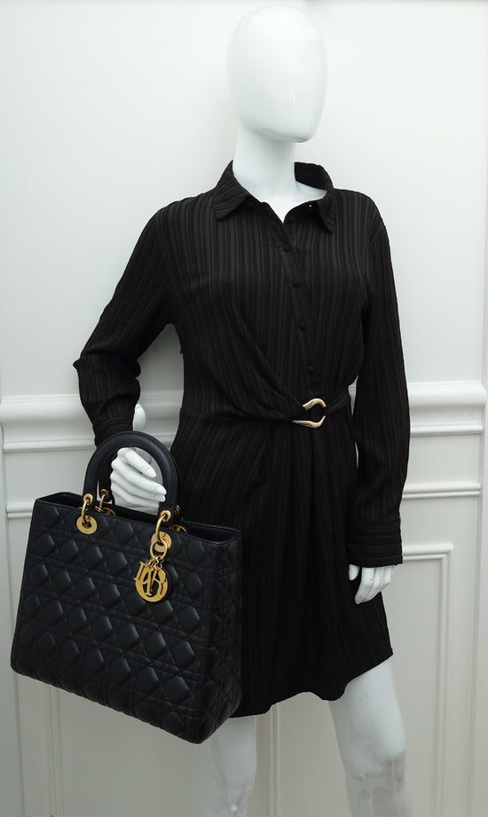 Christian Dior Black Lady Dior Large Bag