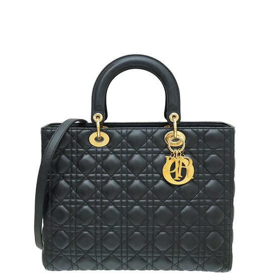 Christian Dior Black Lady Dior Large Bag