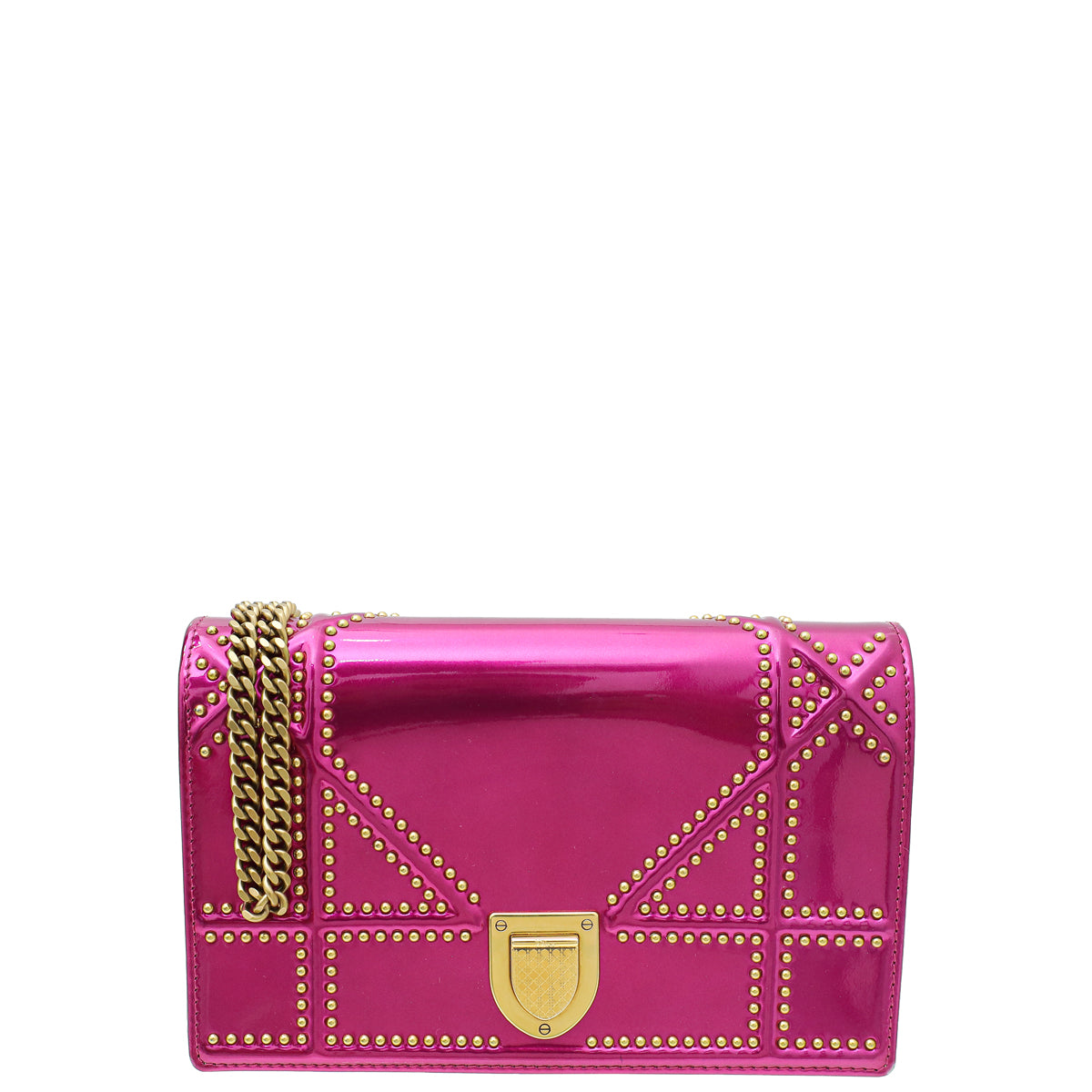 Christian Dior Fuchsia Studded Diorama Wallet on Chain – THE CLOSET