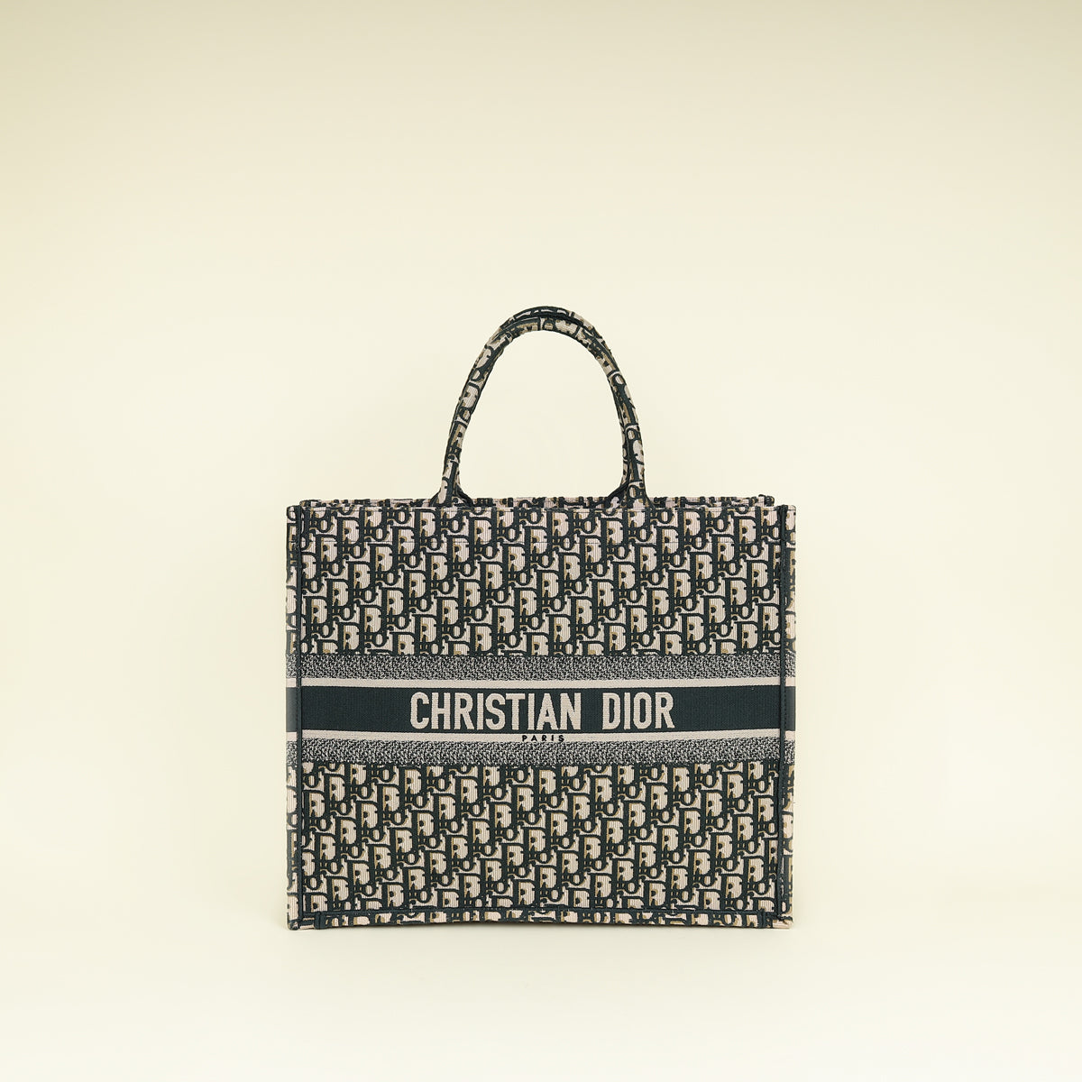 Christian Dior Dark Green Oblique w/ "ALANOUD" Embroidery Book Tote Large Bag