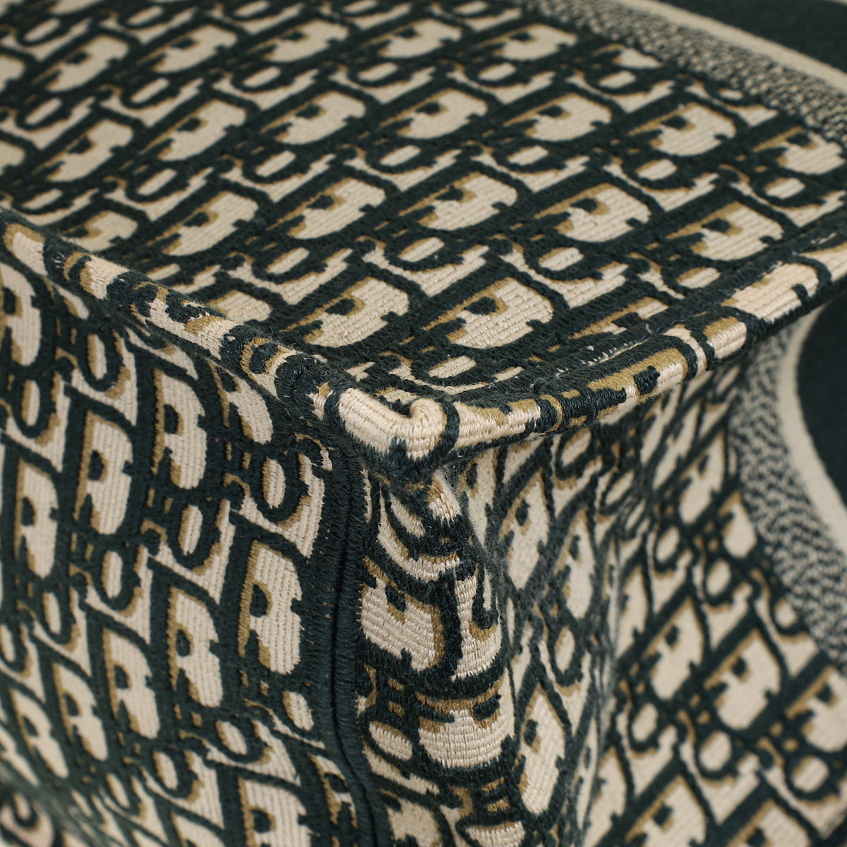 Christian Dior Dark Green Oblique w/ "ALANOUD" Embroidery Book Tote Large Bag