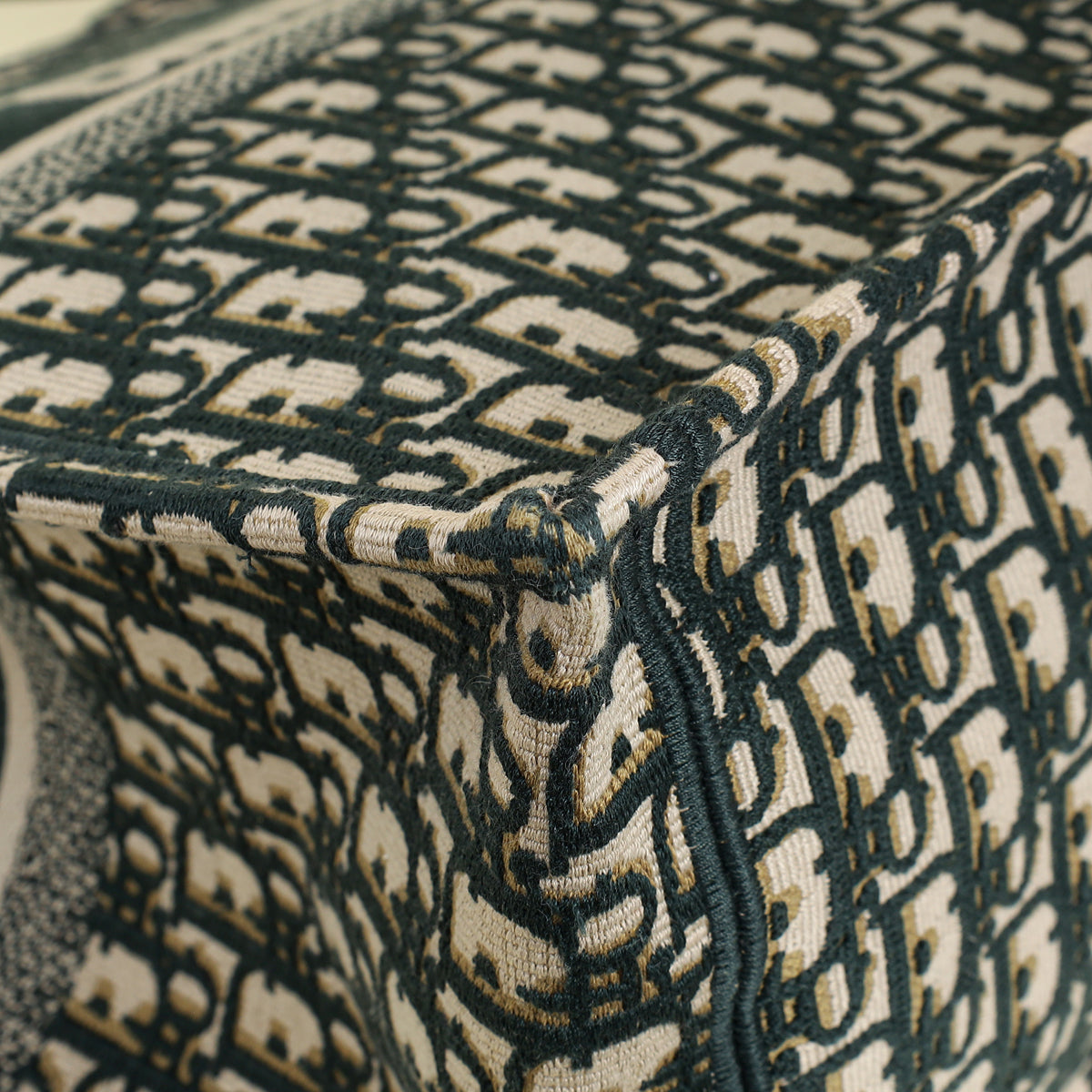 Christian Dior Dark Green Oblique w/ "ALANOUD" Embroidery Book Tote Large Bag