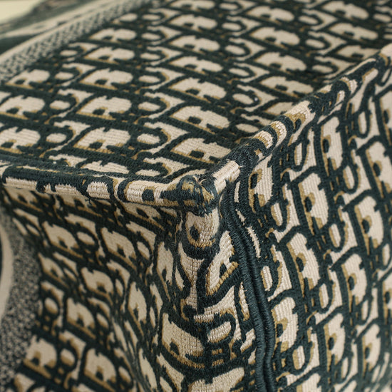 Christian Dior Dark Green Oblique w/ "ALANOUD" Embroidery Book Tote Large Bag