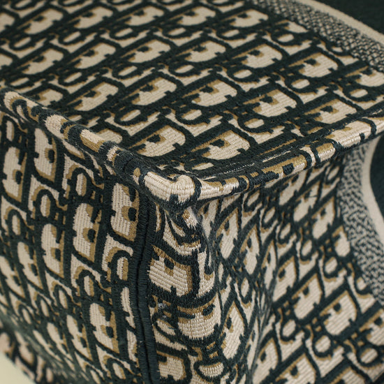 Christian Dior Dark Green Oblique w/ "ALANOUD" Embroidery Book Tote Large Bag