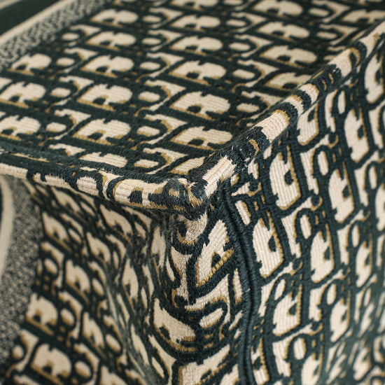 Christian Dior Dark Green Oblique w/ "ALANOUD" Embroidery Book Tote Large Bag
