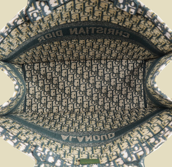 Christian Dior Dark Green Oblique w/ "ALANOUD" Embroidery Book Tote Large Bag