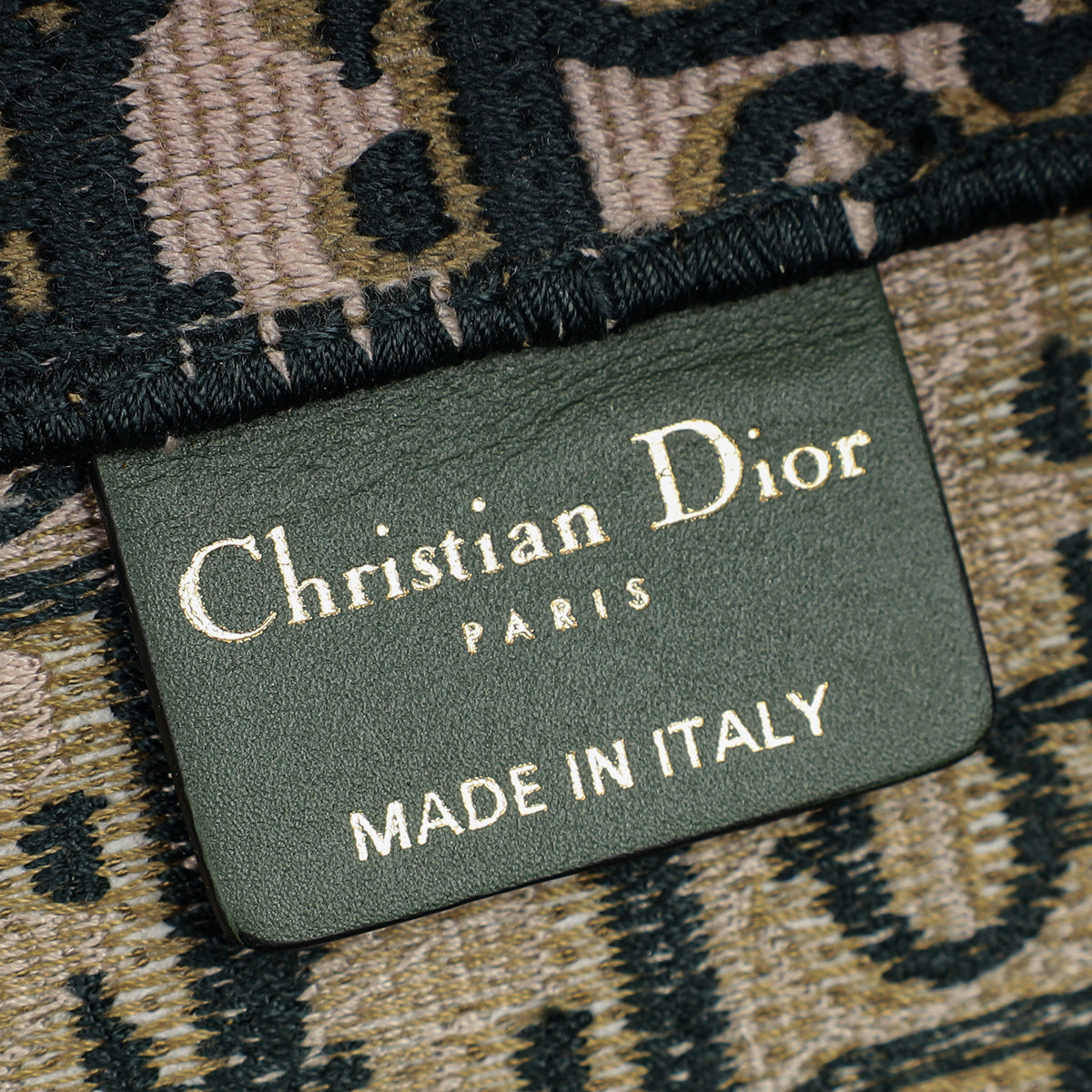 Christian Dior Dark Green Oblique w/ "ALANOUD" Embroidery Book Tote Large Bag