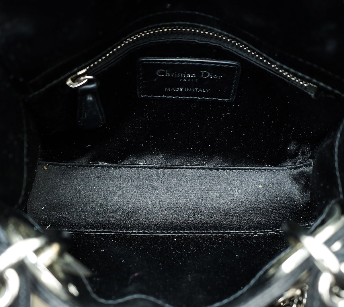 Christian Dior Black Satin Lady Dior Mini Bag