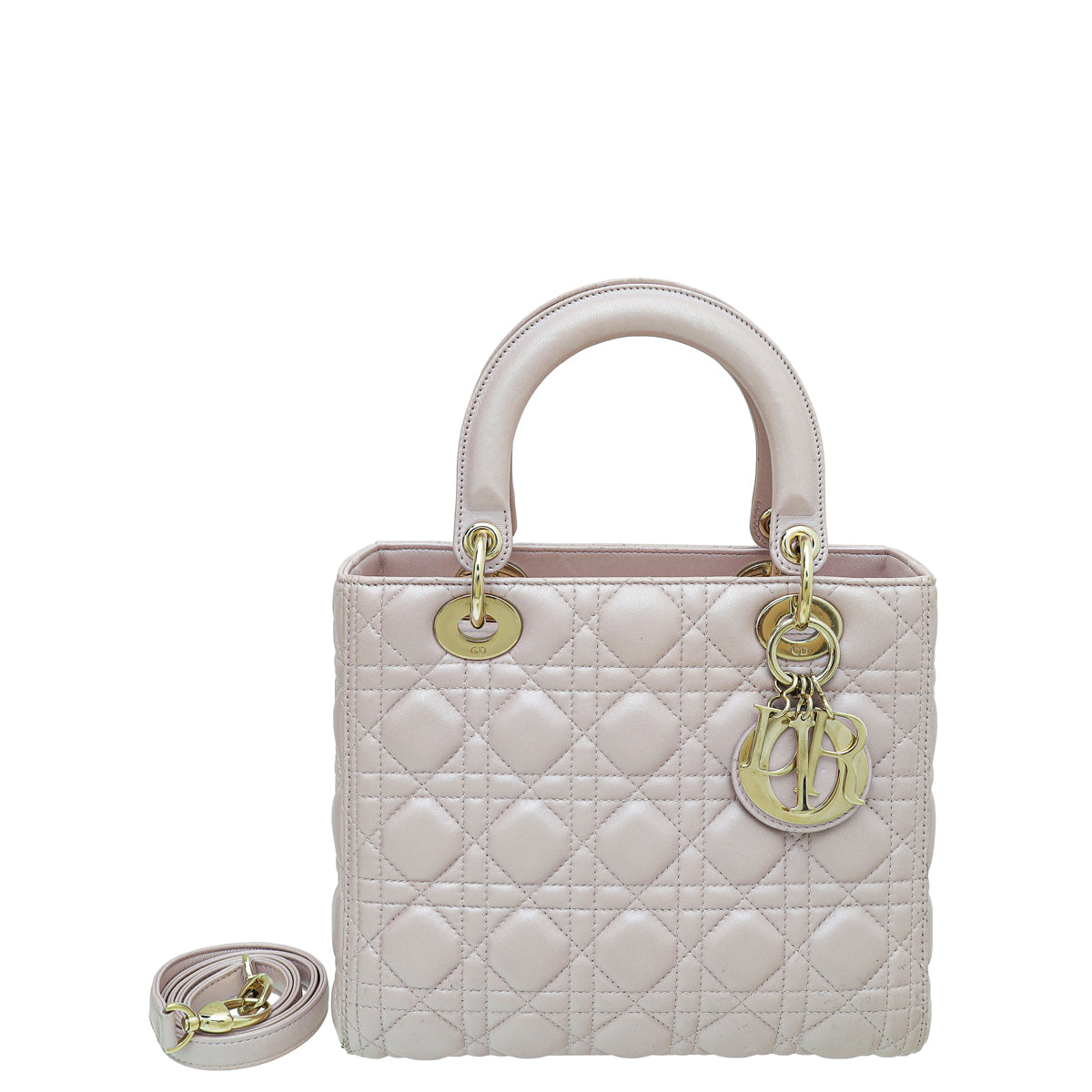 Christian Dior Light Pink Lady Dior Lambskin Medium Bag-Christian Dior-THE CLOSET