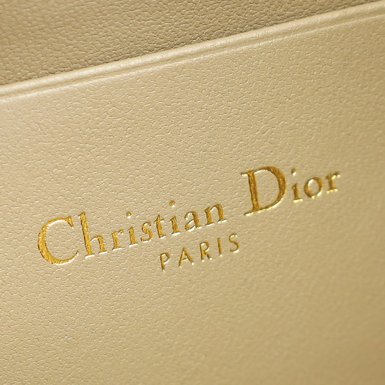 Christian Dior Sand Caro Zipped Pouch With Chain