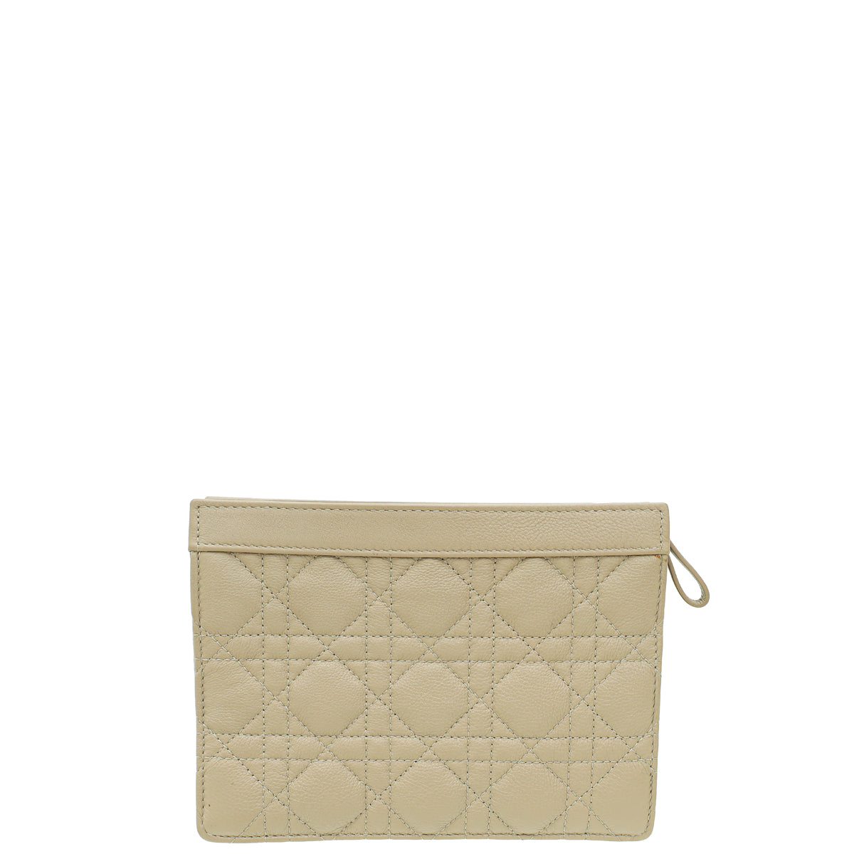 Christian Dior Sand Caro Zipped Pouch With Chain