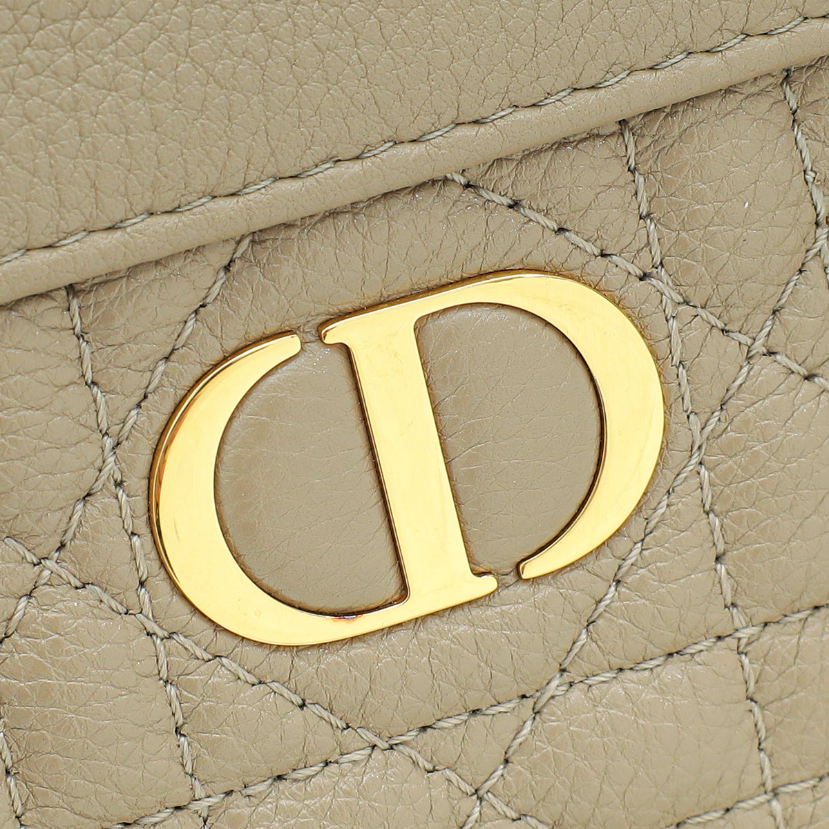 Christian Dior Sand Caro Zipped Pouch With Chain