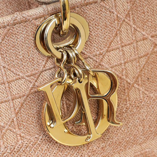 Christian Dior Pink Embroidered Lady D-Lite Large Bag