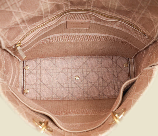 Christian Dior Pink Embroidered Lady D-Lite Large Bag