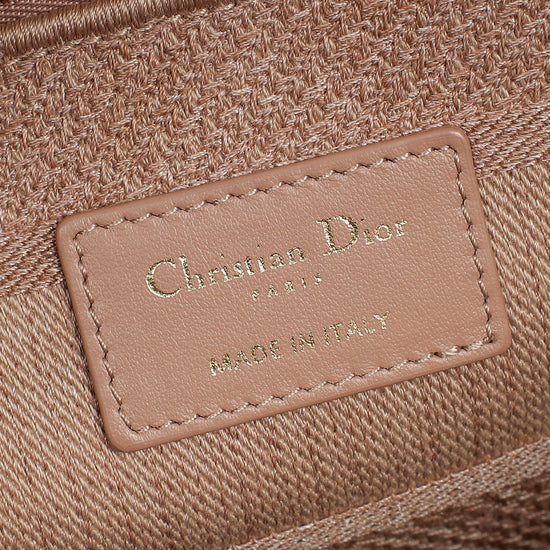 Christian Dior Pink Embroidered Lady D-Lite Large Bag