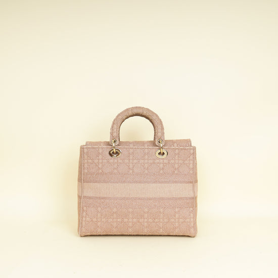 Christian Dior Pink Embroidered Lady D-Lite Large Bag