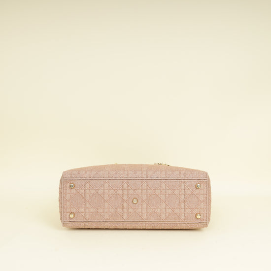 Christian Dior Pink Embroidered Lady D-Lite Large Bag