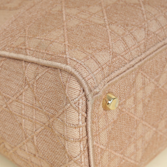 Christian Dior Pink Embroidered Lady D-Lite Large Bag