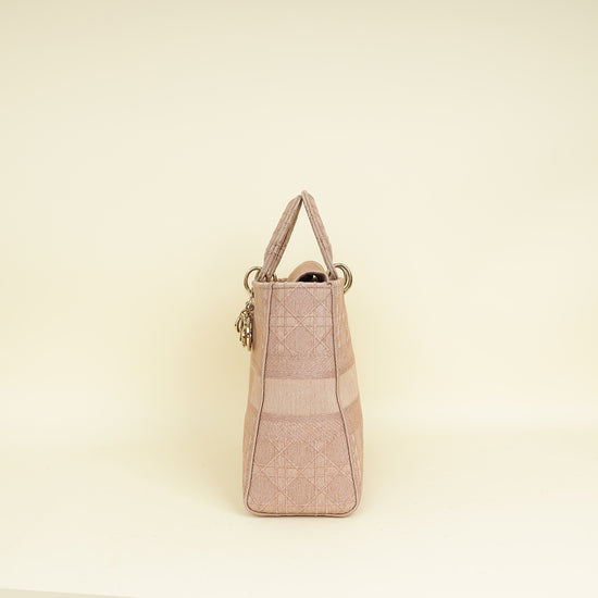 Christian Dior Pink Embroidered Lady D-Lite Large Bag