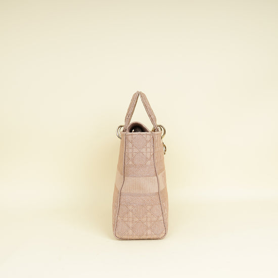 Christian Dior Pink Embroidered Lady D-Lite Large Bag