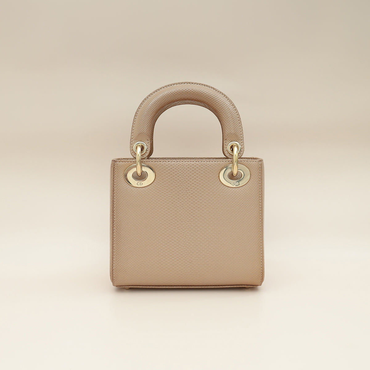 Christian Dior Metallic Beige Embossed Lizard Lady Dior Mini Bag-Christian Dior-THE CLOSET