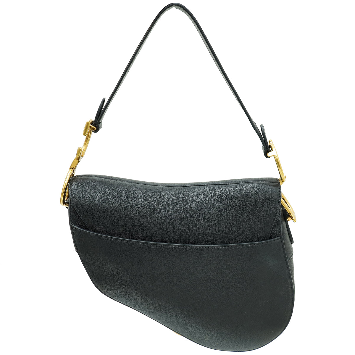 Christian Dior Black Saddle Medium Bag W/ Strap-Christian Dior-THE CLOSET