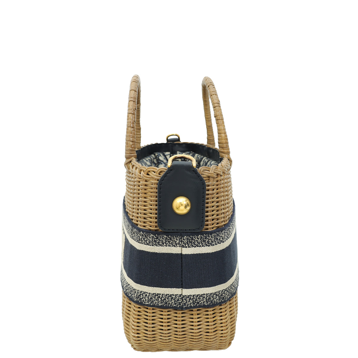 Christian Dior Bicolor Oblique Jacquard Wicker Basket Bag