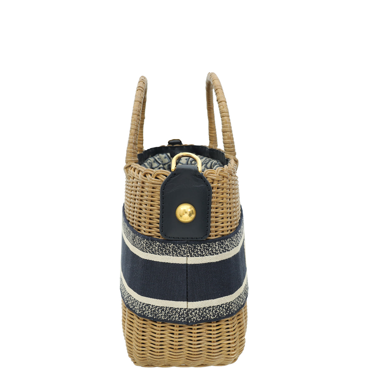 Christian Dior Bicolor Oblique Jacquard Wicker Basket Bag