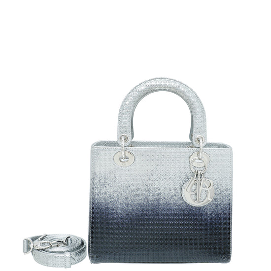 Christian Dior Lady Dior Medium Silver Micro Cannage Bag