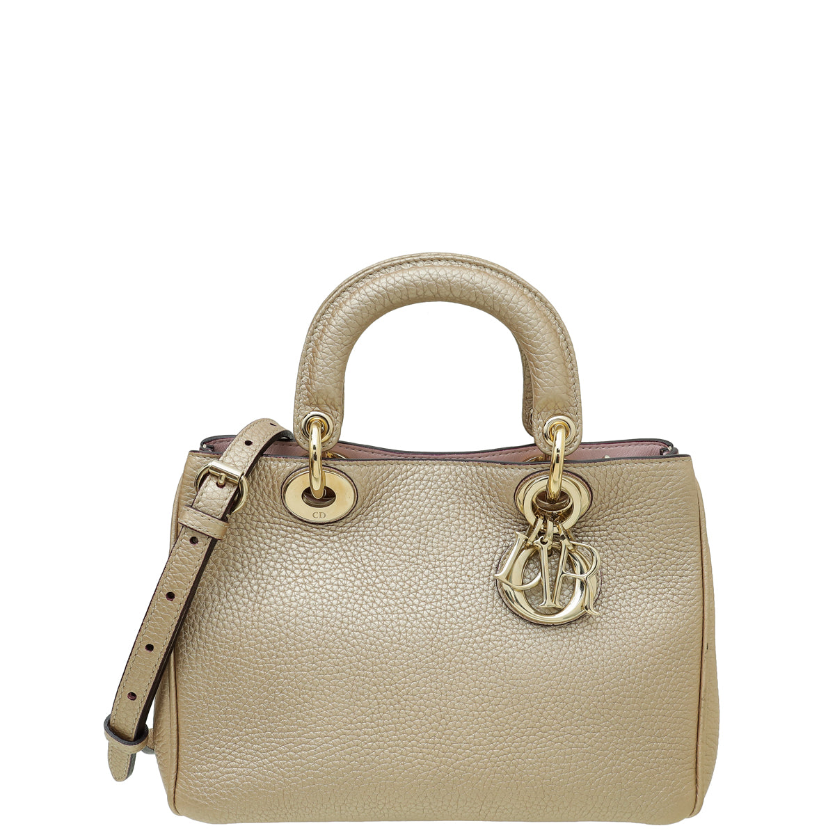 Christian Dior Metallic Champagne Diorissimo Mini Tote Bag-Christian Dior-THE CLOSET