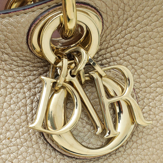 Christian Dior Metallic Champagne Diorissimo Mini Tote Bag