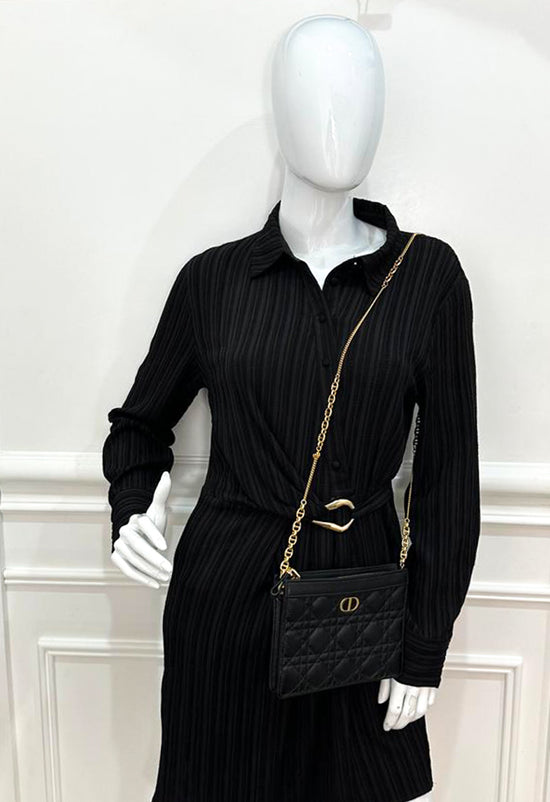 Christian Dior Black Caro Chain Zipped Pouch