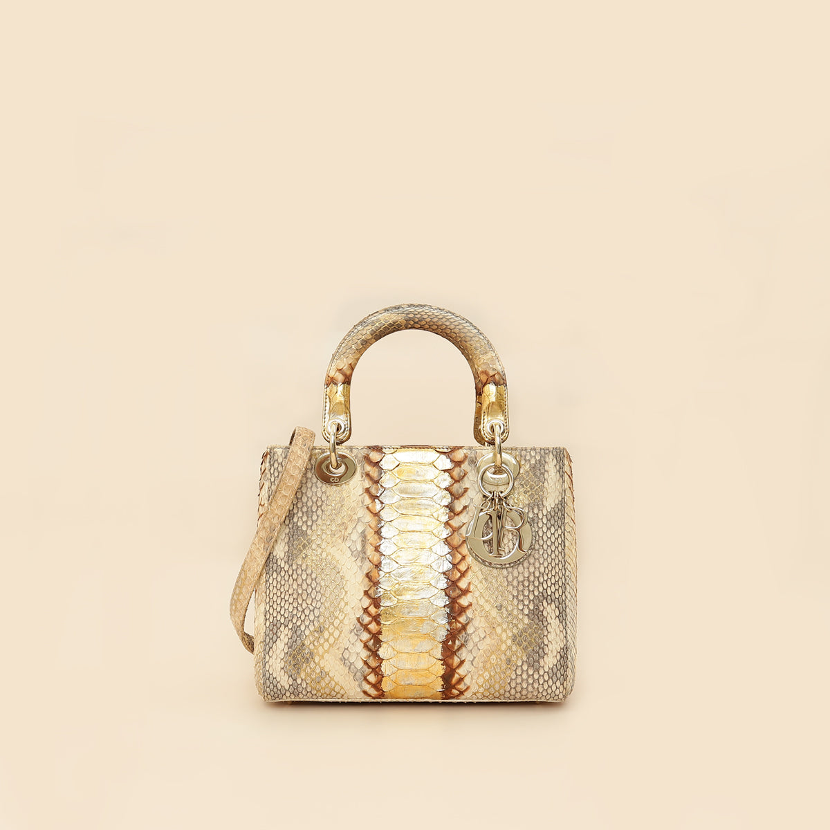 Christian Dior Bicolor Metallic Python Lady Dior medium Bag-Christian Dior-THE CLOSET