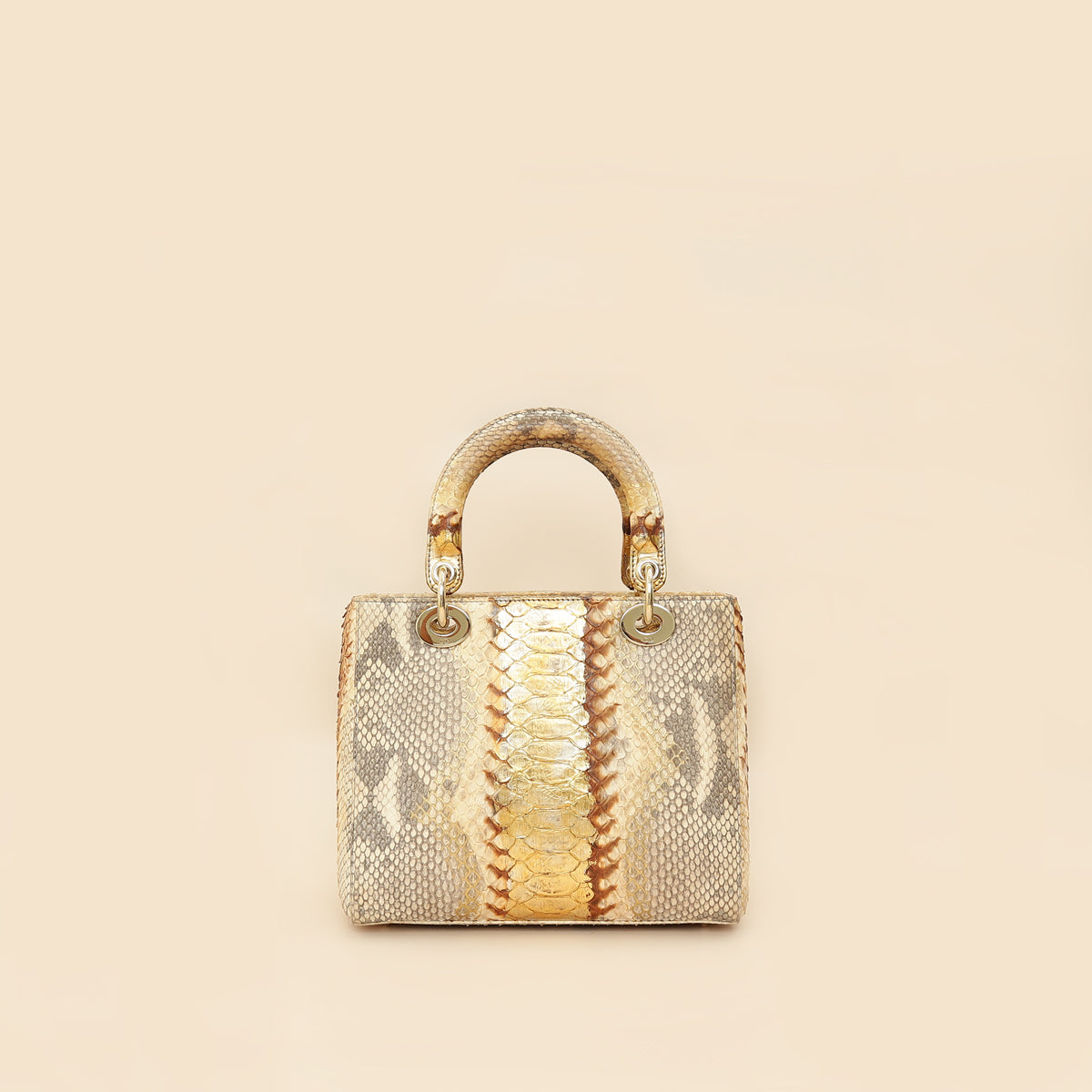 Christian Dior Bicolor Metallic Python Lady Dior medium Bag-Christian Dior-THE CLOSET