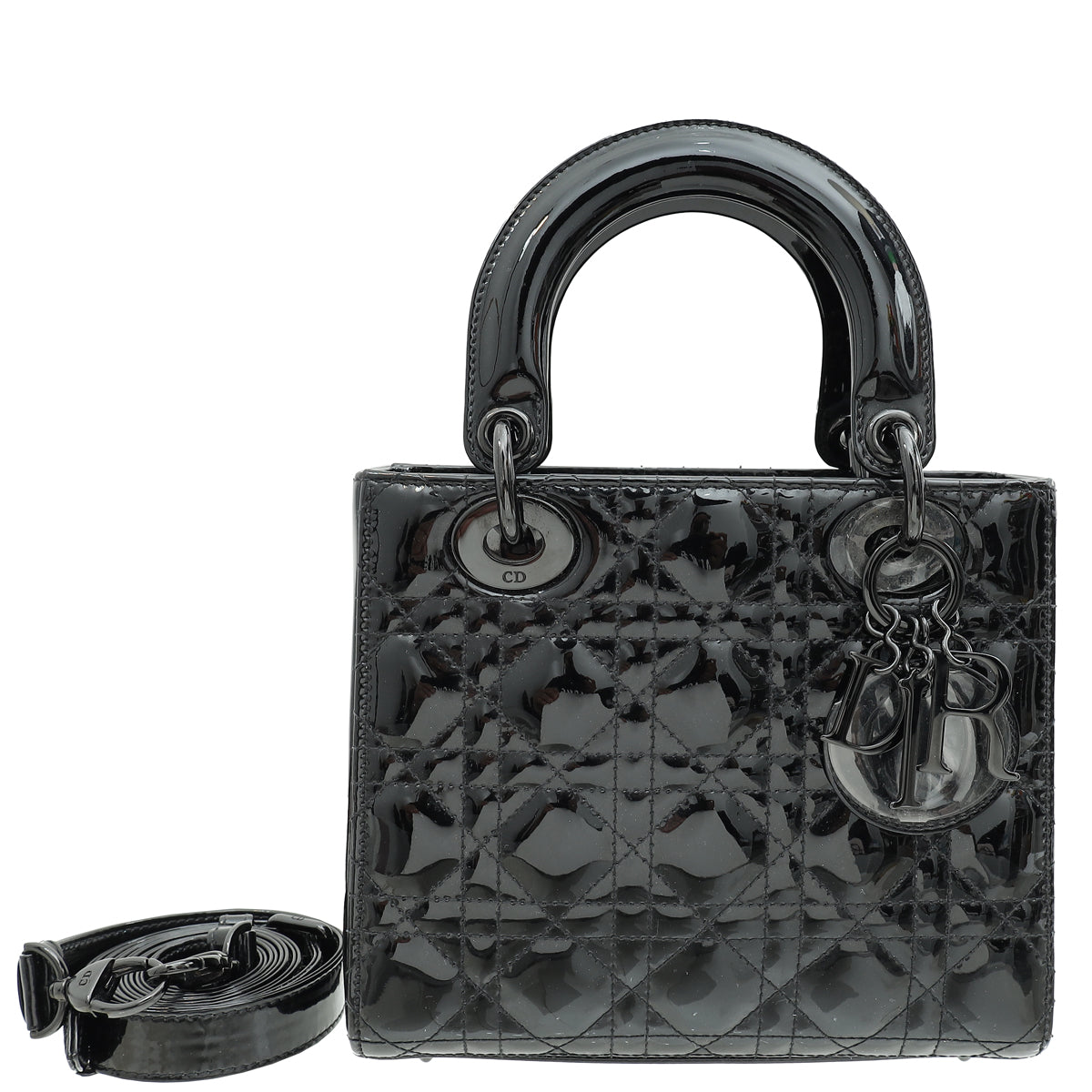 Christian Dior So Black Ultra Glossy Lady Dior Small Bag-Christian Dior-THE CLOSET