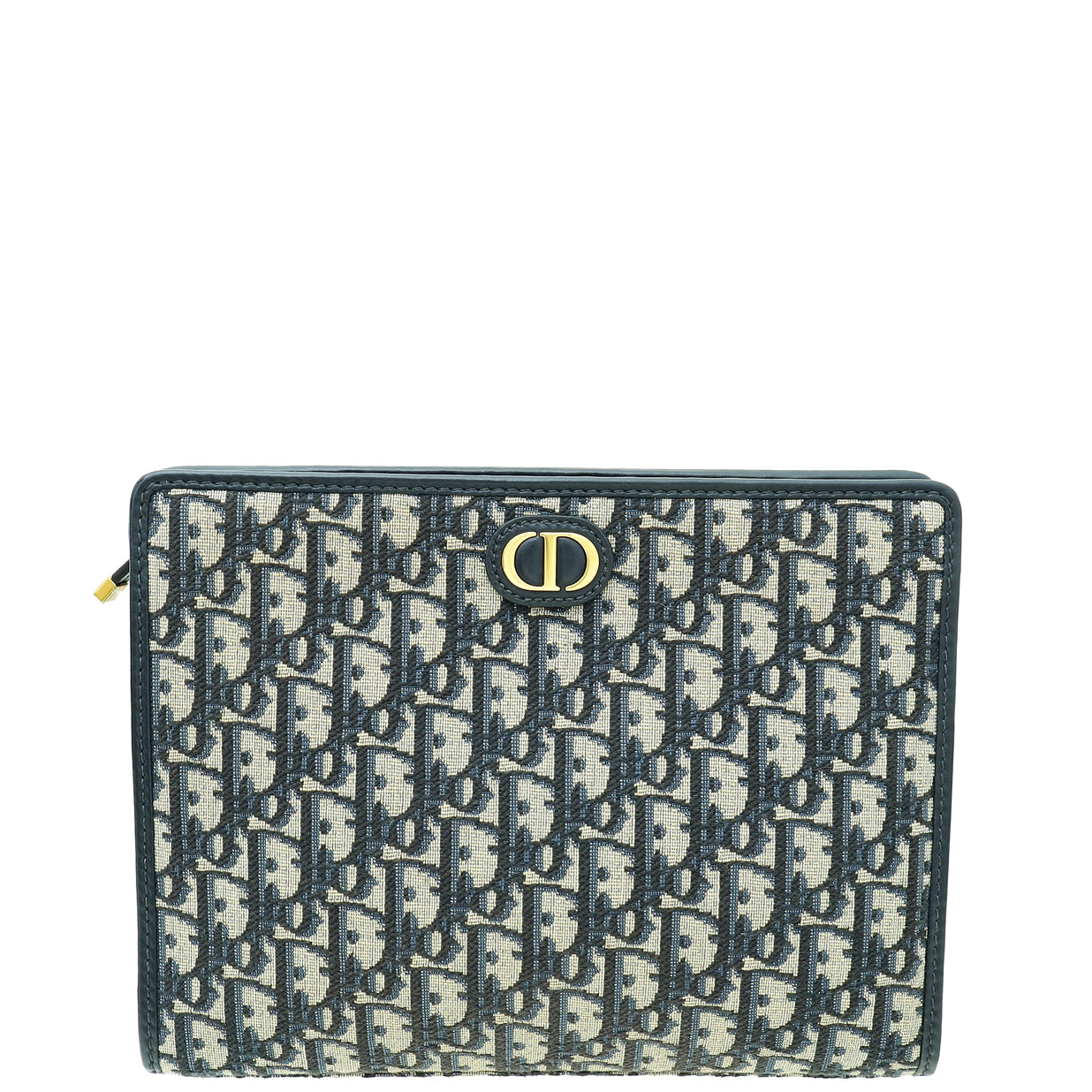 Christian Dior Navy Blue Oblique 30 Montaigne Medium Pouch-Christian Dior-THE CLOSET