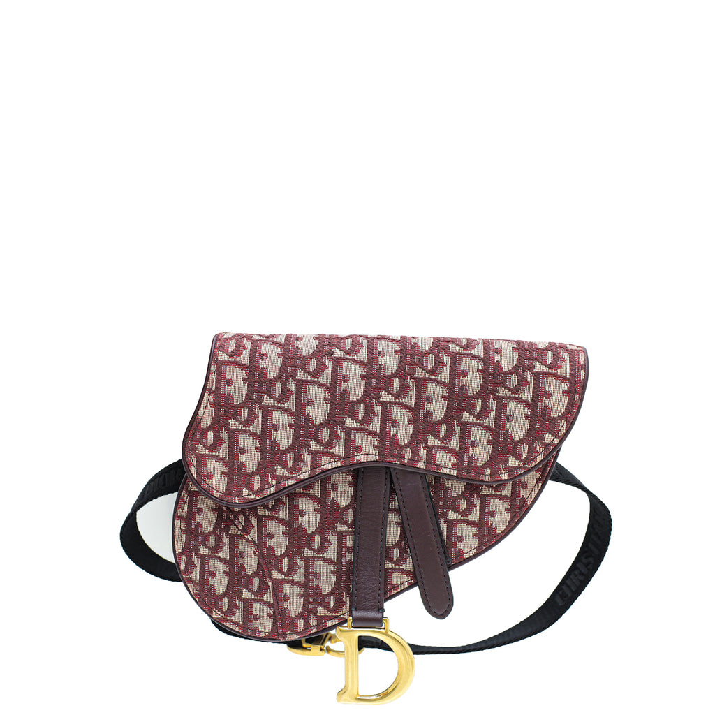 CHRISTIAN DIOR Saddle Oblique Jacquard Belt Bag Burgundy