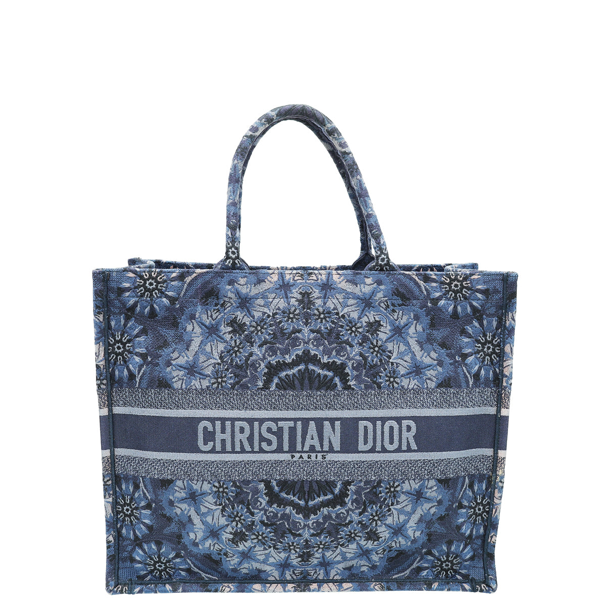 Load image into Gallery viewer, Christian Dior Navy Blue Book Tote KaleiDiorscopic Embroidered Large Bag
